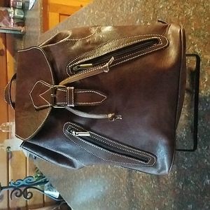 New Large Leather Backpack Chocolate Brown 14x14